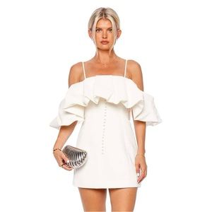 Simkhai White Puff Detail Off Shoulder Dress